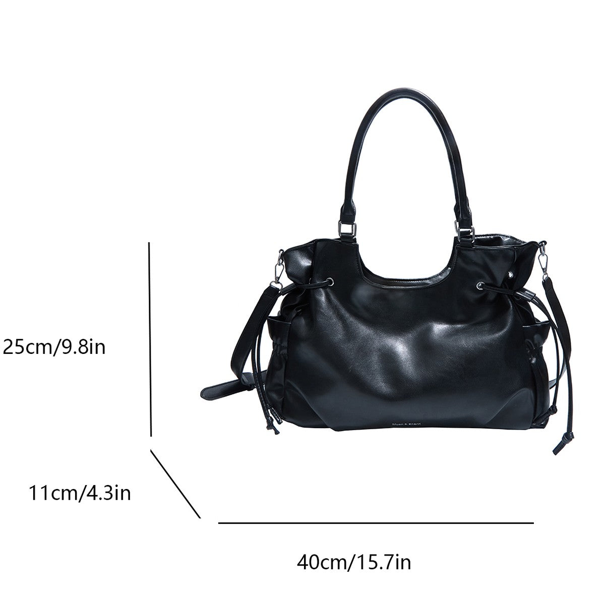 Luxury Glossy Crossbody Bag with Star Charm and Lock Pendant PU Shoulder Bag Spacious Water Resistant Zip Tote for Commute