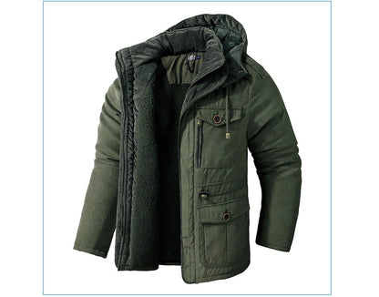 Winter Mens Fleece Warm Jackets Fashion Men Thicken Thermal Tactical Hooded Coats Men Outdoor Multi-pocket Windbreaker Jacket