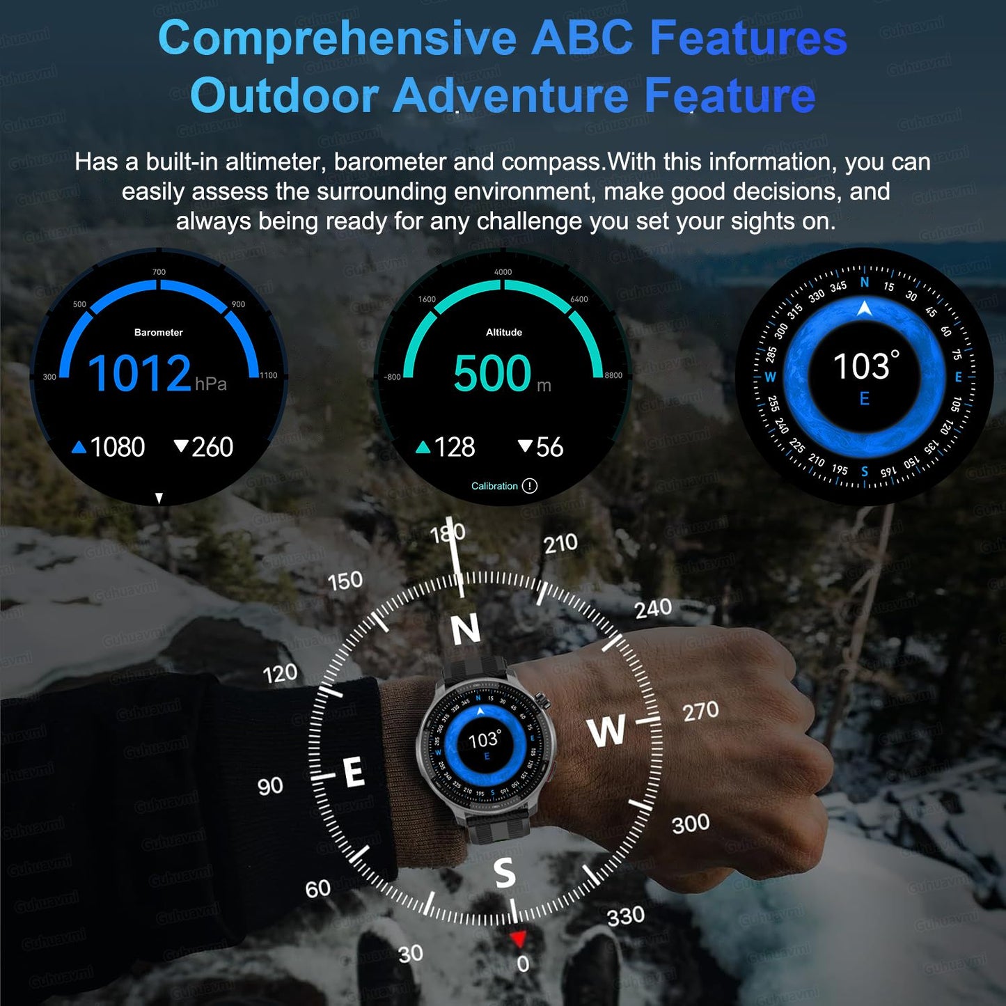 NOVO GPS Mapas Offline Smart Watch 1.43" AMOLED Militar Esportivo Smartwatch 4GB Memória Reprodutor de Vídeo Pulseira à Prova D'água 30m Natação
