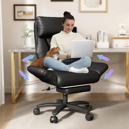 Cross Legged Office Chair with Arms,Criss Desk Chair,High Bcak Big and Tall Office Chair with Foot Rest,Reversible Armrests