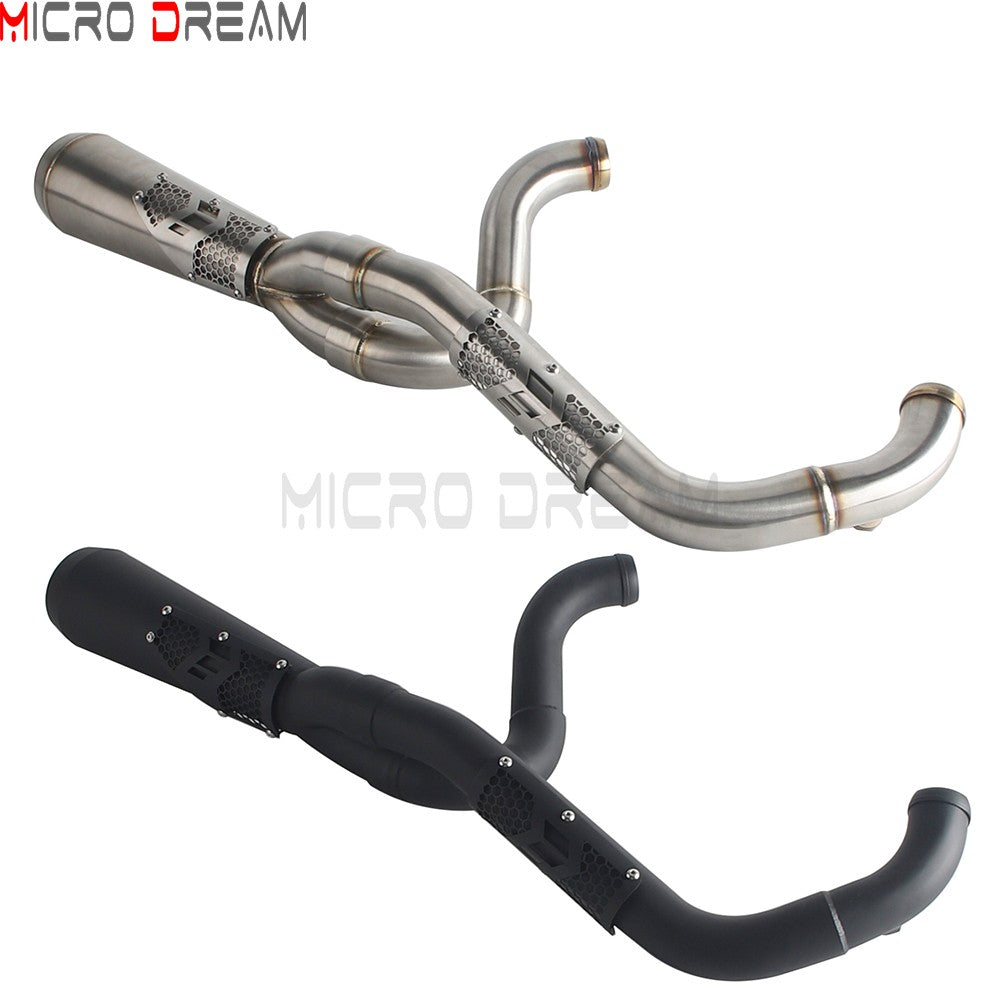 Slip-on Muffler Full Exhaust System 2-in-1 Muffler Pipe For Harley Dyna Low Rider S FXDLS Super Wide Glide FXD FXDWG   FXDF FXDB