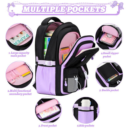 Love series elementary school backpack Lightweight large capacity and cute orthopedic school bags Middle school girls' backpacks