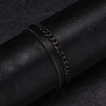 2 Pulseiras Masculinas de Corrente, Aço Inoxidável Prata Ouro Cor Preta, Corrente de Corda Torcida, Pulseira, Correntes Cubanas Modernas de Presente