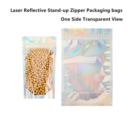 100pcs Silver Aluminum Foil Zip-lock Bags, Food Grade Aluminized Mylar Zipper Self Sealing Pouches for Cloth / Snacks Packaging