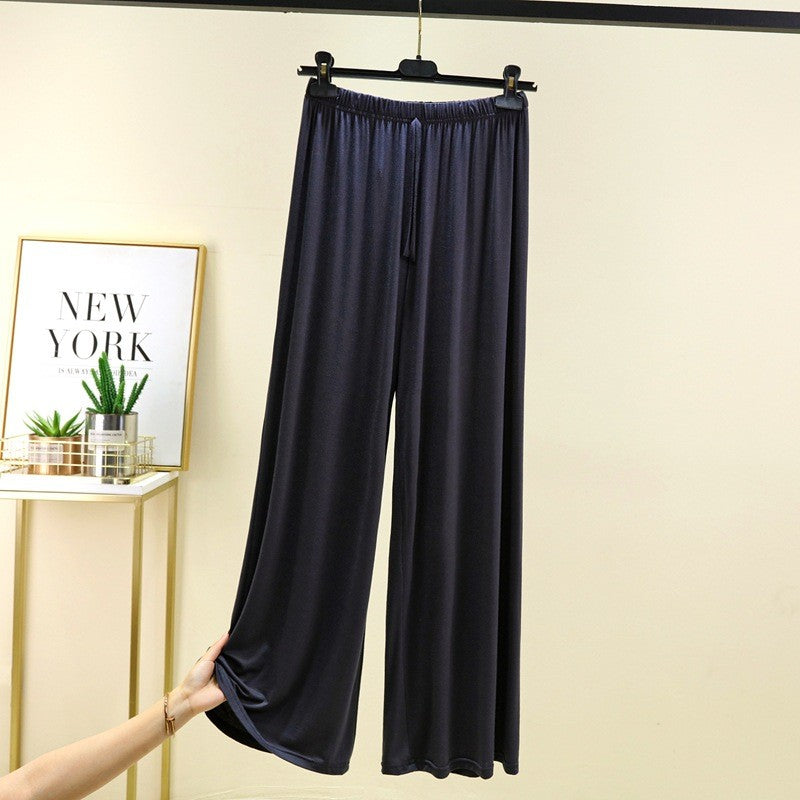 Plus size L to 6XL U-Neck Women's wide leg pants high waist Loose Long pant solid color Casual drapped trousers all match