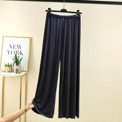 Plus size L to 6XL U-Neck Women's wide leg pants high waist Loose Long pant solid color Casual drapped trousers all match