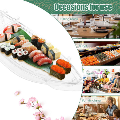 Sushi Serving Tray Reusable Plastic Sushi Boat Serving Plate Japanese Style Sushi Tray Decorative for Home Kitchen Restaurant