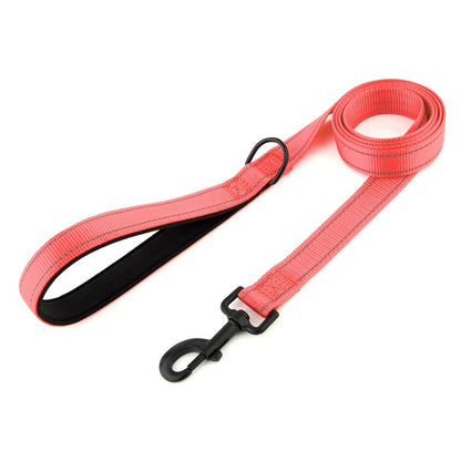 Coleira de cachorro Laeds Leashes, coleira de cachorro de nylon de seda reflexiva para cães grandes, médios e pequenos passearem, corda engrossada para passear com animais de estimação