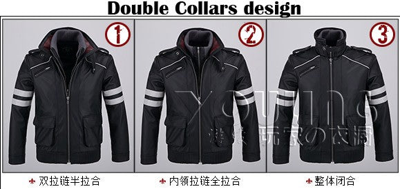 CosZtkhp Double Collars!Game Prototype Alex Mercer PU Leather Jacket Winter Coat Halloween Cosplay Costumes for Women/Men M-4XL