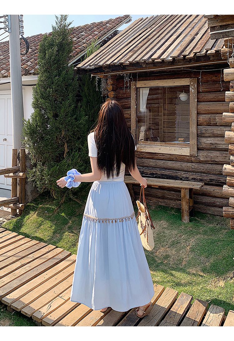 Casual High Waist Chic Pleated Skirts Korean Fashion bohemian dress Basics A-line Plus Size Clothing
