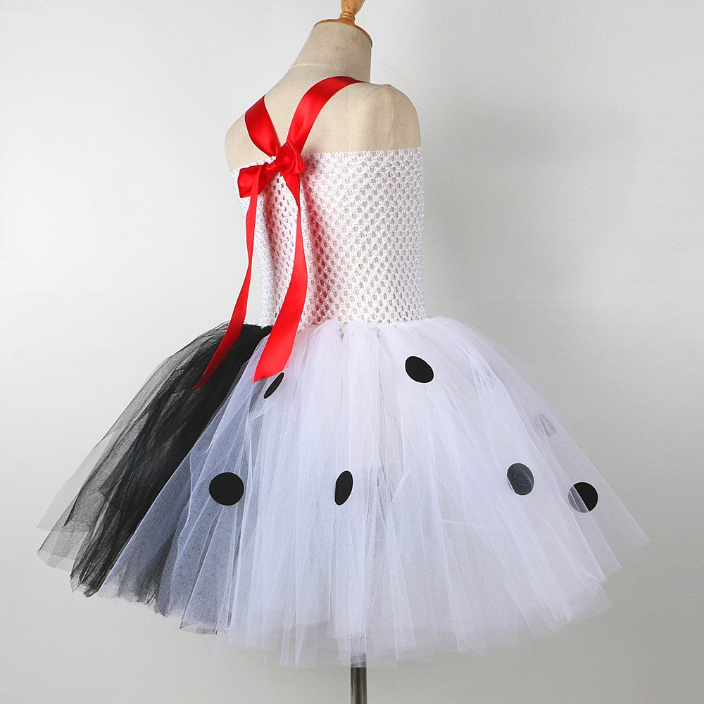 Dalmatians Dog Tutu Dress for Baby Girls White Black Spotted Dog Halloween Costumes Kids Puppy Outfits Children Animal Clothes