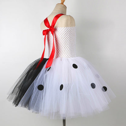 Dalmatians Dog Tutu Dress for Baby Girls White Black Spotted Dog Halloween Costumes Kids Puppy Outfits Children Animal Clothes