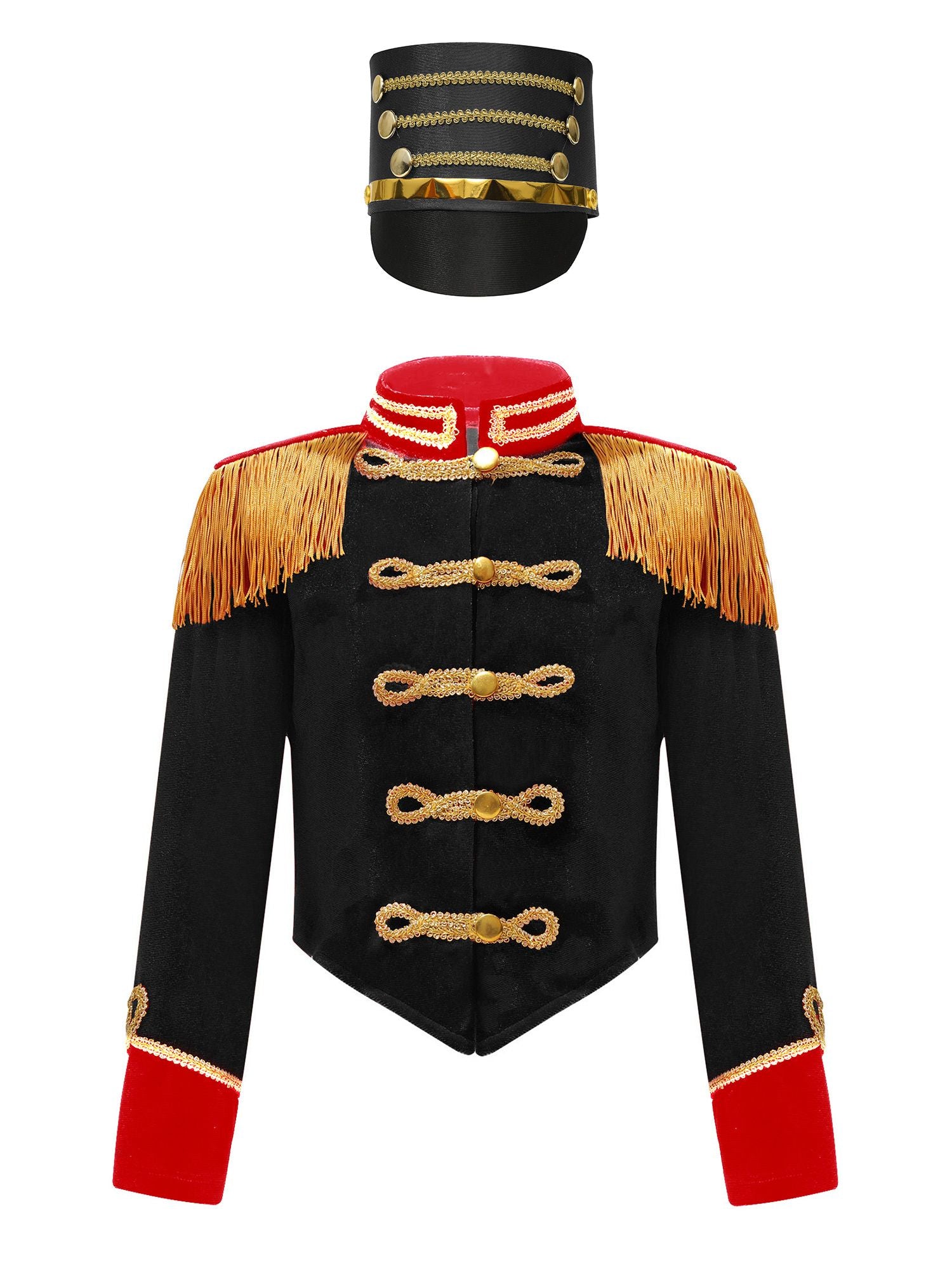 Girls Boys Marching Band Costume Outfits Circus Ringmaster Jacket Coat Team Performance Drummer Drum Major Uniform with Hat Sets