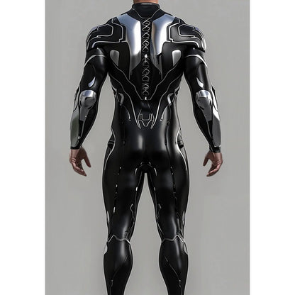 Halloween Cyberpunk Future Mechanical Armor Jumpsuit Warrior Cosplay Bodysuit Steampunk Costume Party Performance Men Zentai