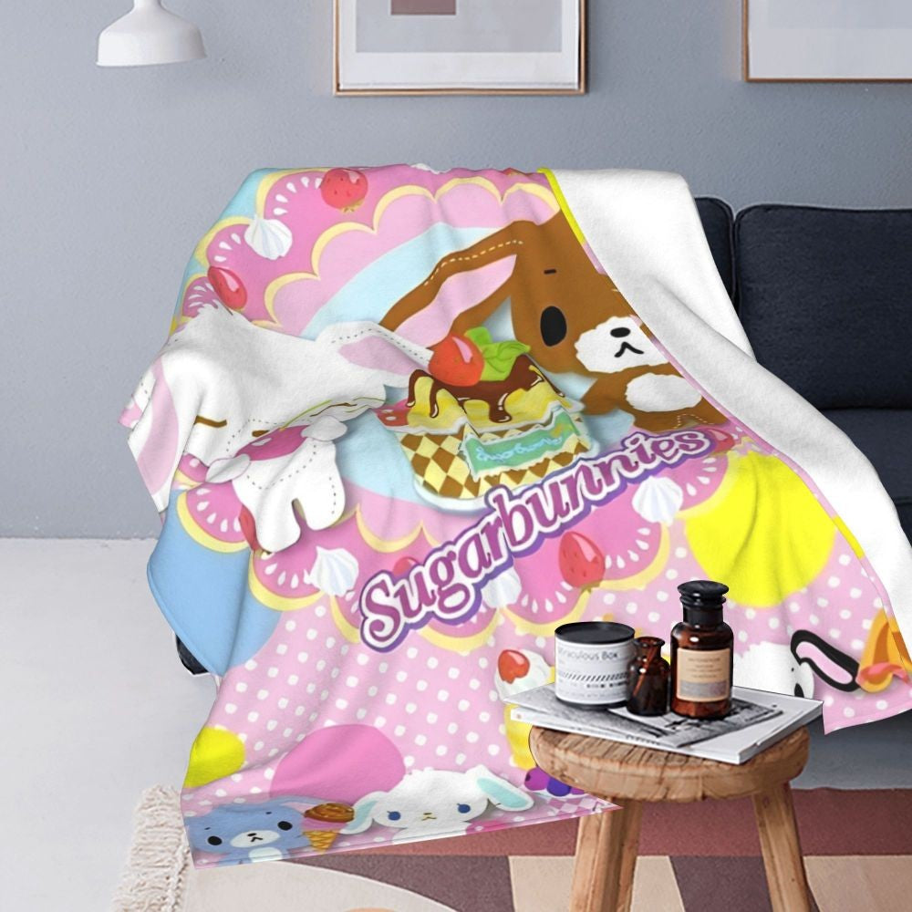 Sugarbunnies Sugar Rabbit Knitted Blanket Fleece Super Soft Throw Blankets for Outdoor Travel Bedroom Quilt