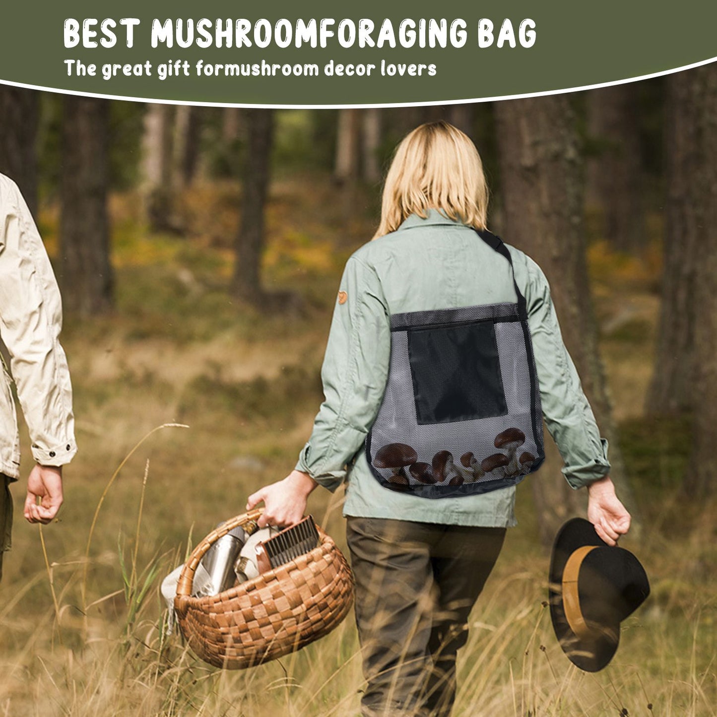 1/2Pcs Multipurpose Storage Bag Mesh Mushroom Foraging Bag With Adjustable Shoulder Strap Large Capacity Outdoor Shopping Pouch