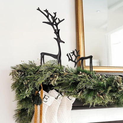 1pc Classic Elegant Black Letter Deer Figurine - Christmas Tree Topper & Year-Round Decor, Durable Plastic Home Gift