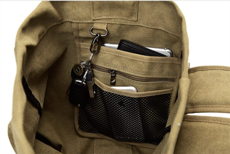 Mochila de Viagem Masculina de Grande Capacidade para Montanhismo, Bolsa de Mão, Mochilas Masculinas de Ombro Tipo Balde de Lona de Alta Qualidade