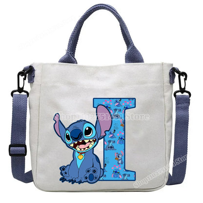 Disney Stitch Letter A-Z Print Shoulder Bags Cute Anime Action Figure Stich Purses Handbags Women Sling Messenger Bag Gift