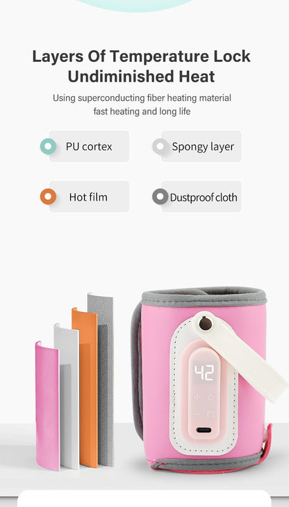 MAMIJOY  Portable Baby Bottle Warmer Feeding Bottle Heat Keeper Travel Warmer Cover USB Heater Outdoor Bottle Warmer