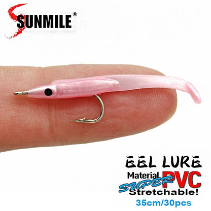 SUNMILE 30 unidades de isca de pesca macia de enguia 35 mm Equipamento de pesca Wobblers Iscas de peixe Carpa Leurre Souple Iscas macias