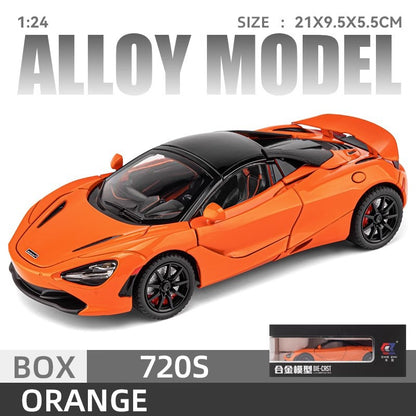 Mclaren 720s 1:24 Super Carro Esportivo Som e Luz Miniaturas Liga Fundido Modelo de Carro Presentes Para Namorado Brinquedos Para Crianças Presente Metal
