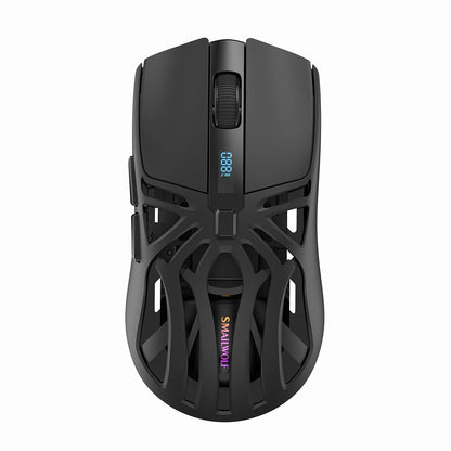 Mouse Gamer Sem Fio Ergonômico SmailWolf RS8, Tri-Modo com Design Oco Ultraleve, 1000Hz e Bateria de Longa Duração