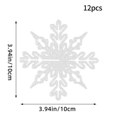 12PCS Pink Glitter Plastic Snowflake Decorations 10cm Christmas Tree Hollow Snowflake Pendants New Year Party Festival Supplies