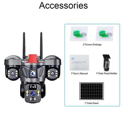 KERUI V380 Pro Outdoor PTZ 6MP WIFI 4G Solar Camera Home Security Triple Lens Camera Solar Panel CCTV Video Surveillance