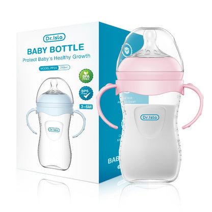 MAMIJOY 2PCS 150/240/330ML Baby Bottle With Handle Anti-bloating?Anti-drop Clear Scale Newborn Bottle Feeding Bottles PP15/24/33