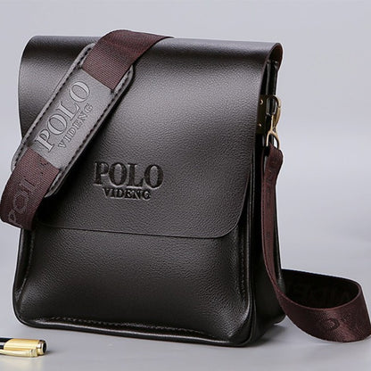 Men's POLO Crossbody Bag Casual Business Style Vertical Shoulder Bag High-quality Leather Trendy Men's Bag Daily Commuting