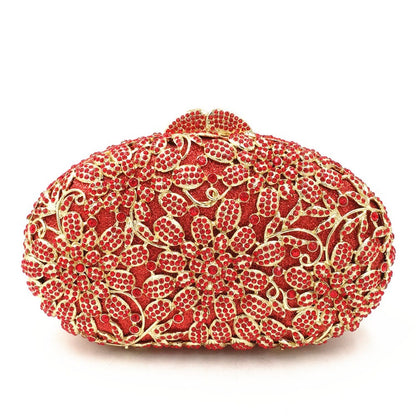 female Hollow Out Golden/black/gray Diamond Wedding Party Handbag Purse Women Crystal Clutch Evening Minaudiere Bag mom gifts