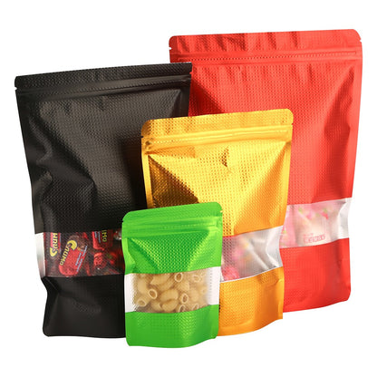 100pcs Silver Aluminum Foil Zip-lock Bags, Food Grade Aluminized Mylar Zipper Self Sealing Pouches for Cloth / Snacks Packaging