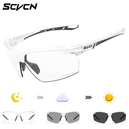 SCVCN Photochromic Cycling Sunglasses Bike Glasses Mountain Bicycle Hiking Golf UV400 Sports Glasses for Men Women Baseball