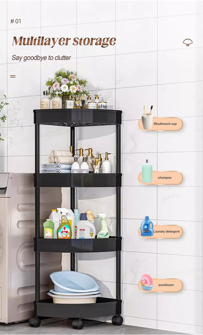 Carrinho de Armazenamento para Banheiro com Rodas, Rack de Armazenamento para Cozinha, Sala de Estar, Alta Capacidade de Carga, Acessórios para Casa