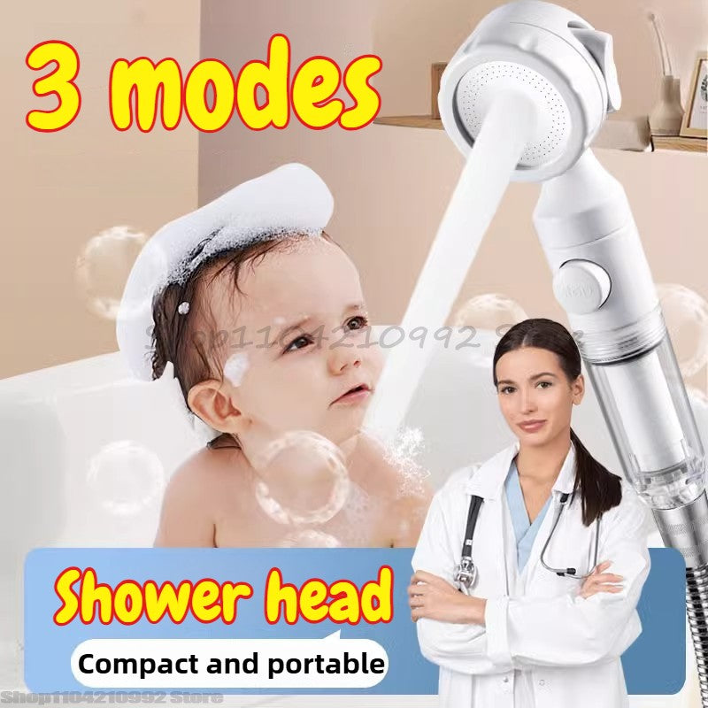 Pressurized Filter Shower Head Water Purifying and Antibacterial Nozzle Portable Shower Head for Traveling Business Trips Hotel