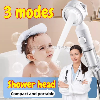 Pressurized Filter Shower Head Water Purifying and Antibacterial Nozzle Portable Shower Head for Traveling Business Trips Hotel