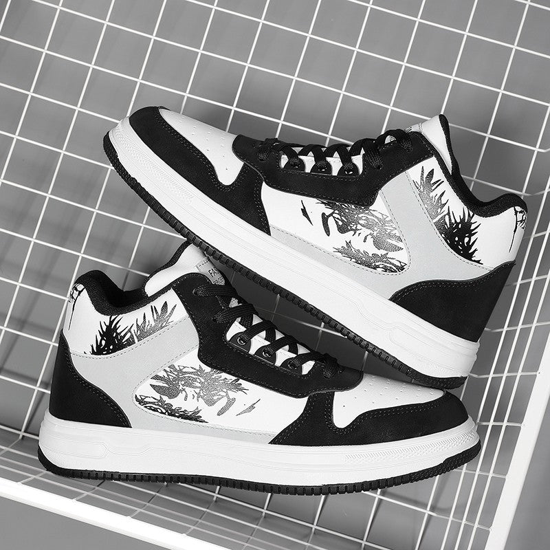 Men Board Shoes 2025 Spring Retro Thick Sole Wear Resistant Anti Slip Flat Sneaker Outdoor Casual Man Walking Footwear