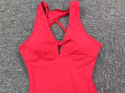 Sportswear Woman Gym Fitness Overalls Sporty Jumpsuit Women NEW Sport Set Women Yoga Clothes One Piece Outfit Purple Red