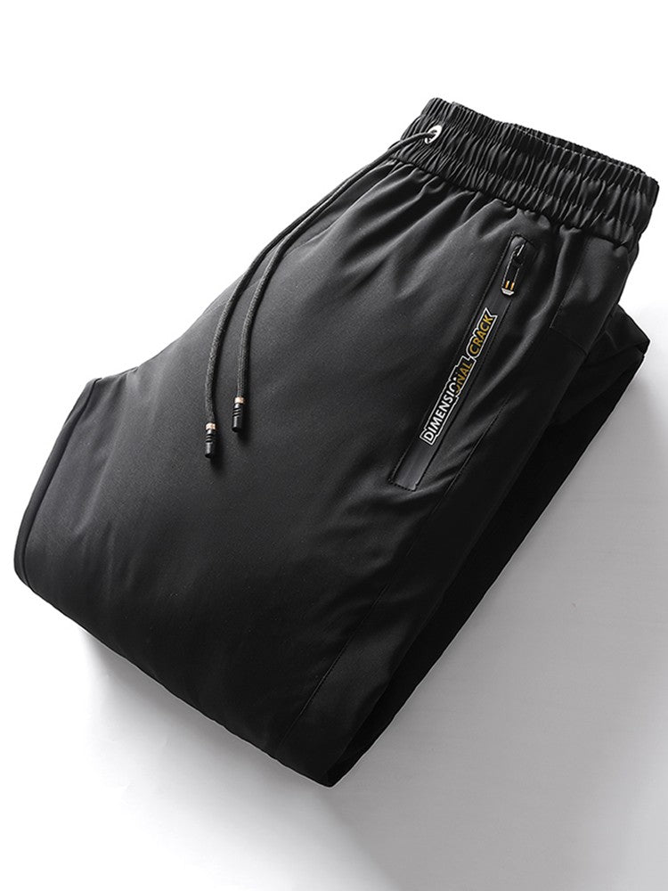 Autumn And Winter New Men's Solid Color Drawstring Pants Outdoor Fitness Jogging Pants Thickened Big Yards Down Pants