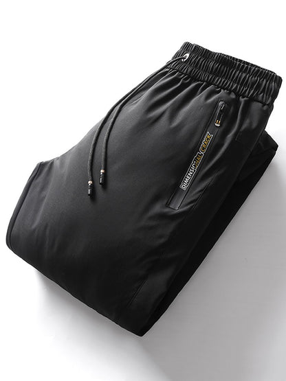 Autumn And Winter New Men's Solid Color Drawstring Pants Outdoor Fitness Jogging Pants Thickened Big Yards Down Pants