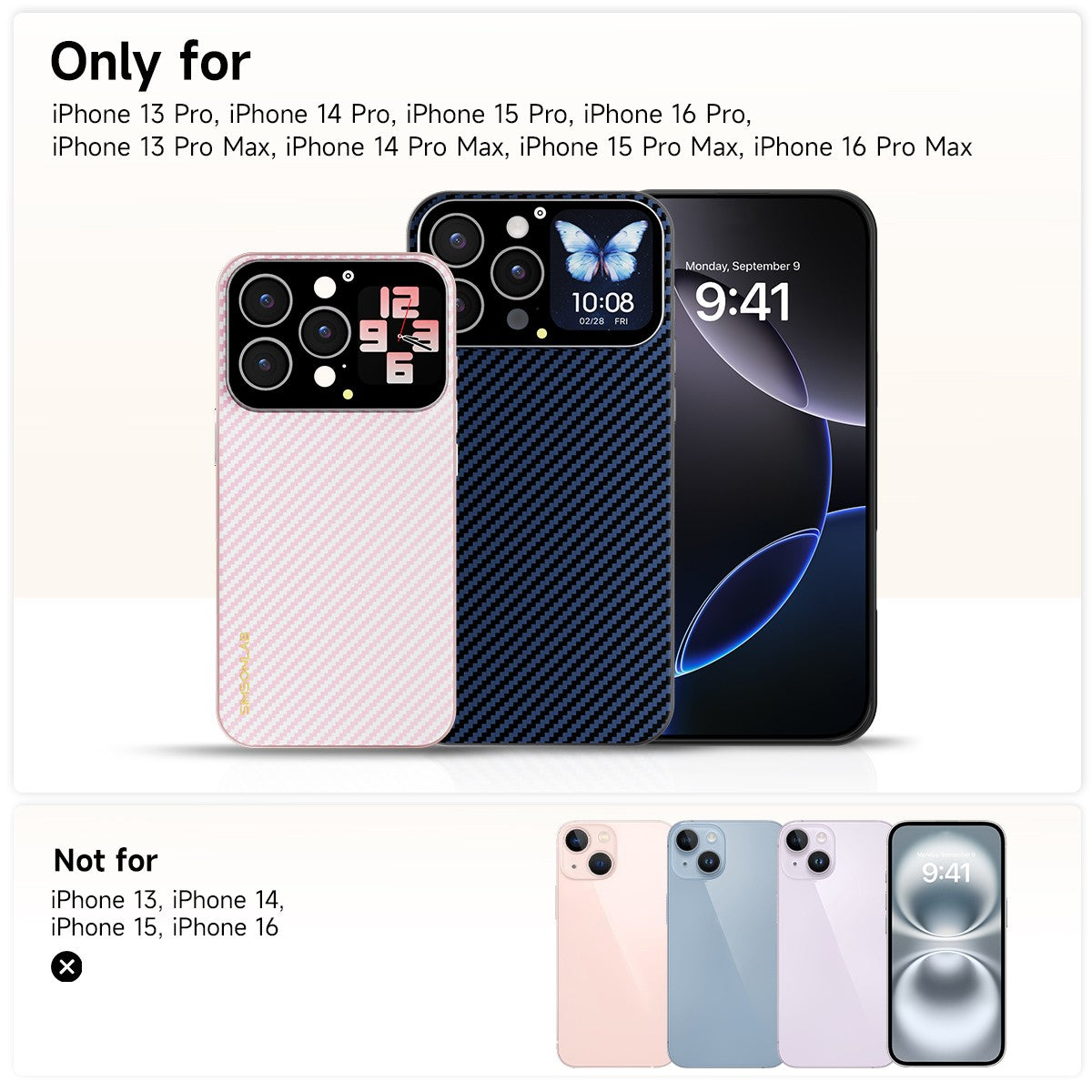 Capa de Celular 2025 com Tela de 1.83'' para Prévia de Selfie, Fundo Personalizado de Foto/Vídeo e Push de Mensagens para iPhone Apple — Presente