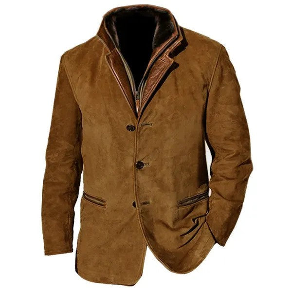 Spring Autumn New Men's Jackets Casual Retro Formal Coats for Men Collar Splicing Color Contrasting Tops Men Clothing