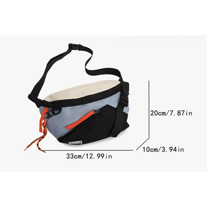 Couple style color blocked large capacity fashionable single shoulder crossbody bag, casual sports chest bag waist bag