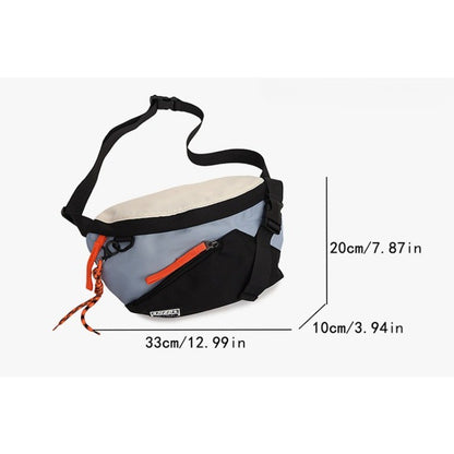 Couple style color blocked large capacity fashionable single shoulder crossbody bag, casual sports chest bag waist bag
