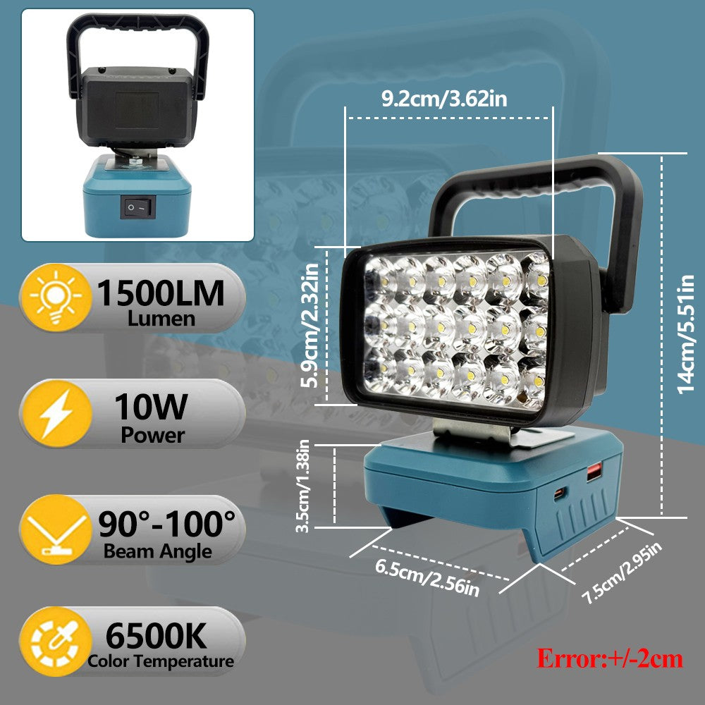 Para Makita Para Milwaukee Para Dewalt Para M18 Para Bosch Bateria de Lítio Estojo Banco de Potência USB Lanternas Holofote Luzes de Trabalho Lâmpada