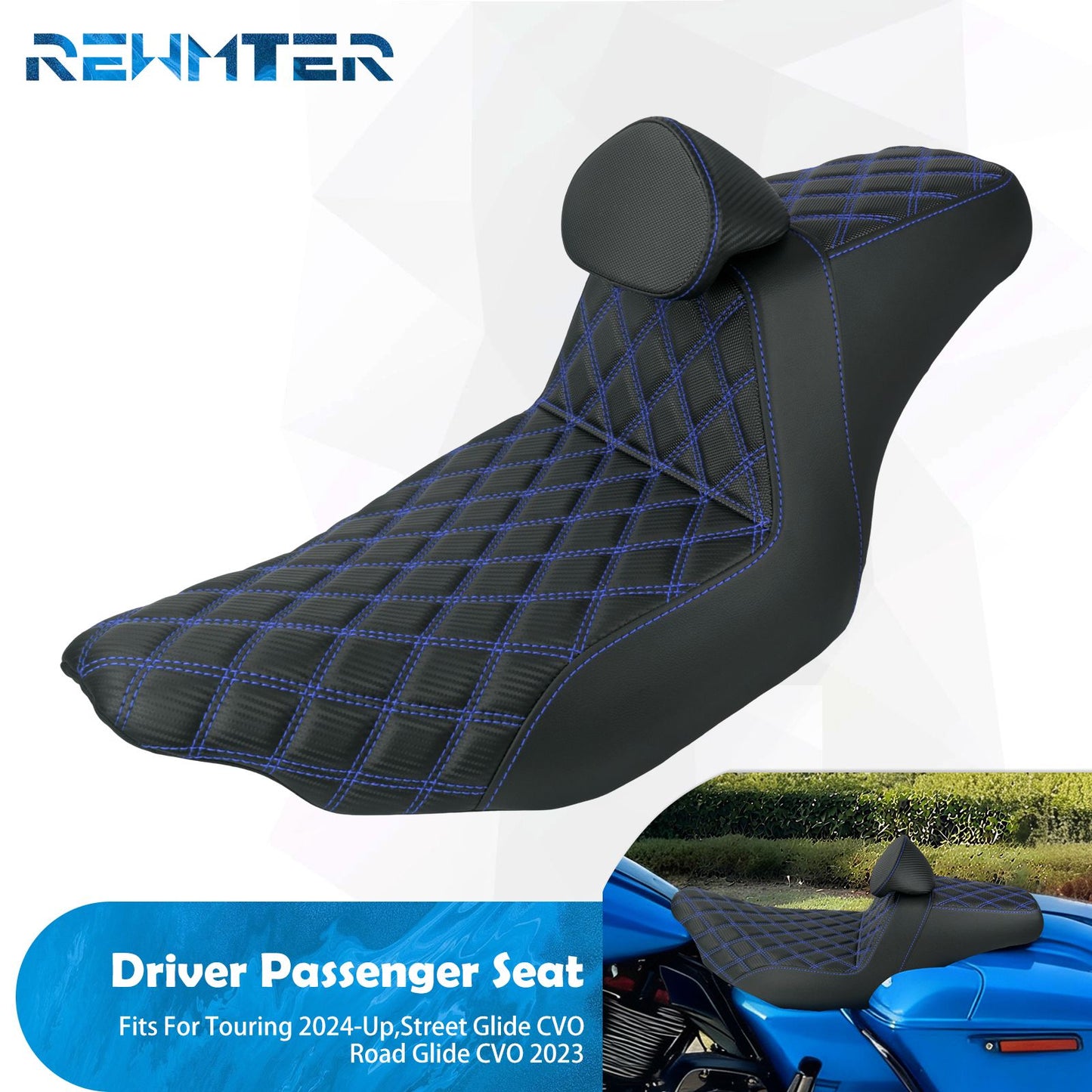 Assento Duplo de Motocicleta com Encosto para Piloto e Passageiro Para Harley Touring FLHR 2024-UP Road Street Glide CVO 2023