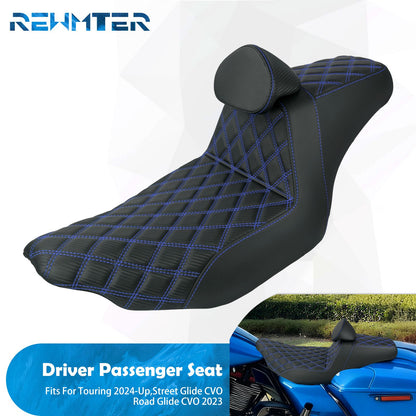 Assento Duplo de Motocicleta com Encosto para Piloto e Passageiro Para Harley Touring FLHR 2024-UP Road Street Glide CVO 2023
