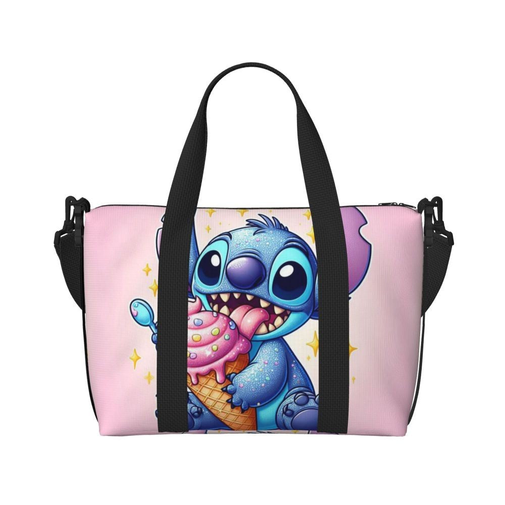 Custom Large SLilo And Stitch Cartoon Tote Bag Women Anime Shopping Shoulder Beach Gym Travel Bag