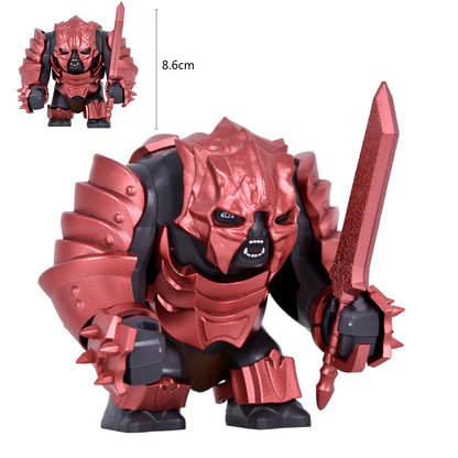 Medieval Cave Troll Building Blocks Weathered Rust Armor Rich Accessories Large Posable Brick Figure Fantasy Collectible Toy